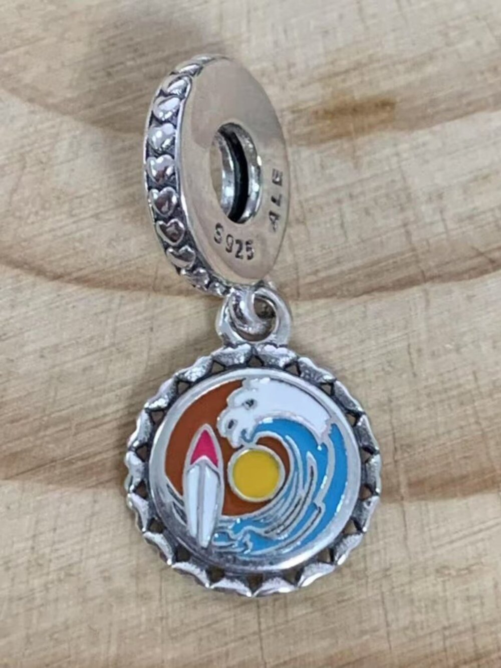 Pandora Hawaii Maui Surfboard Ocean Charm, S925 Silver Jewelry